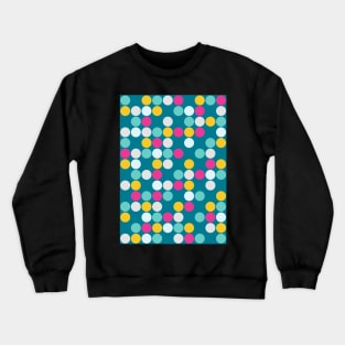 Colorful Circles Pattern Ocean Blue Turquoise Mustard Yellow Fuchsia Pink Grey Crewneck Sweatshirt